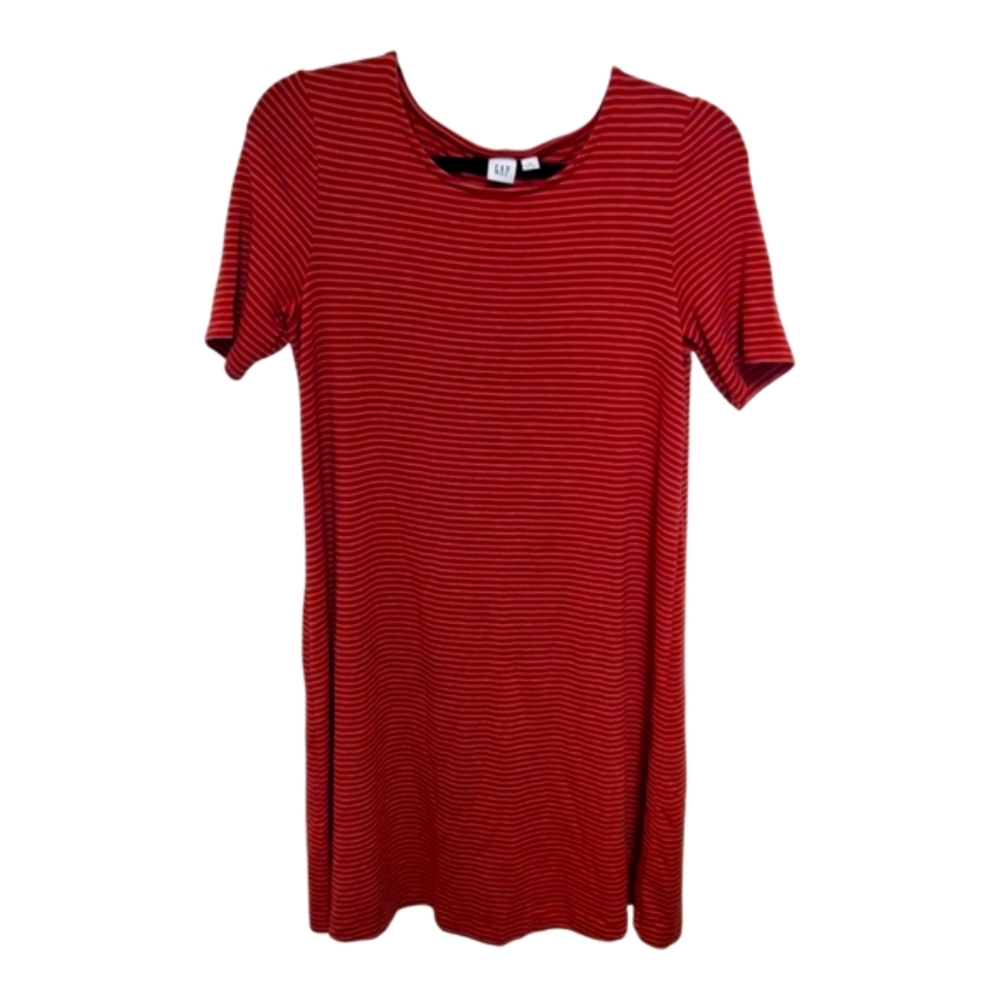 GAP Rust Ribbed Mini Dress Casual Crew Neck Short Sleeve